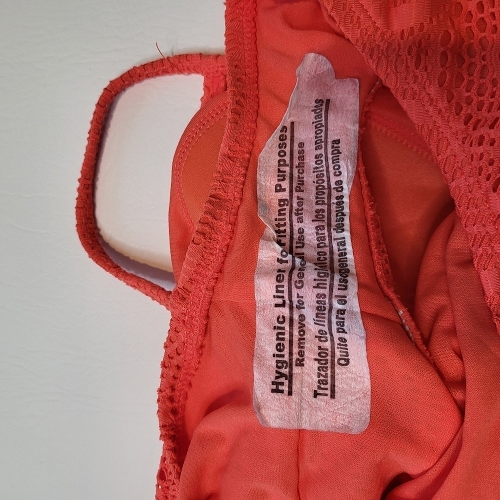 Catalina Swimsuit Orange Lace Overlay Classic One Piece Adjustable Straps Sz XL - Picture 7 of 7